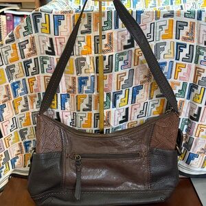 The Sak Two-Tone Brown Leather Shoulder Bag